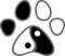 Yin Yang Dog Or Cat Paw Print Logo Design