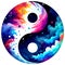 Yin yang fantasy watercolor multicolor