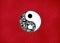 Yin yang illustration on red  background