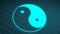 Yin Yang rotating animation in high-resolution digital background.