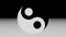 yin yang symbol 3d animation on black and white gradient background, Seamless loop 3D animation 4k 3d render. can be