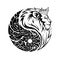 Yin Yang Symbol Black And White Thai Art Lion Queen Head