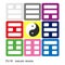 Yin and yang symbol Chinese Feng Shui Bagua Quadrat. Fu Xi `Earlier Heaven` Bagua arrangement