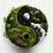 Yin yang symbol with nature elements