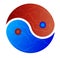 Yin-Yang symbol red and blue fire