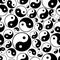 Yin and yang symbols seamless black and white pattern