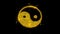 Yin Yang Taoism buddhism daoism religion icon sparks particles on black background.