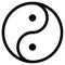 Ying and yang. Harmony symbol. Outline yin yang in circle. Transparent balance symbol in black and white