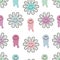 Yk2 fashion 2000s fashion seamless fabric design with cute flowers and smiling faces seamless design pattern
