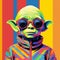 Yoda In Sunglasses: Abstract Colorful Art Illustration