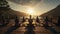 Yoga Amidst Nature\\\'s Expanse. Balancing body and spirit in peaceful retreats. Generative AI