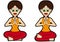 Yoga asana set easy pose and fire log pose