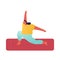 Yoga Asana. Young Sporty Woman Fat Figure Wearing Sports Wear Training. Female Character Doing Lunge