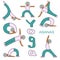 Yoga asanas icons illustration