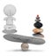 Yoga balance on pebbles exercising relaxing human 3d isolated - 3d rendering