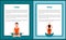 Yoga Banner, Woman in Sitting Poses, Color Icons