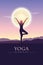 Yoga for body and soul meditating person silhouette by full moon