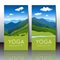 Yoga cards with summer mountain landscape