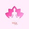 Yoga center girl in lotus silhouette symbol