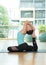 yoga class studio,asian woman master doing pose,Healthly lifestyle sport