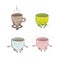 Yoga coffee cups set cartoon characters vector