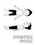 Yoga Corpse Pose Cartoon Vector Illustration Monochrome