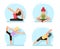 Yoga cute girls fitness poses flat design vector illustration