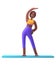 Yoga dark-skinned girl in standing position on white background, cartoon female 3d charcter doing yoga, 3d illustration