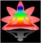 Yoga Day meditation padmasana pose banner with seven aura energy Chakra against pink lotus petals gradient vector on black