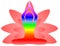 Yoga Day meditation parvastasna pose banner with seven aura energy Chakra against pink lotus petals with beautiful gradient vector