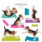 Yoga dogs poses and exercises. Beagle clipart