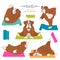 Yoga dogs poses and exercises. English bulldog clipart