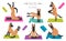 Yoga dogs poses and exercises poster design. Belgian malinois clipart