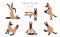 Yoga dogs poses and exercises poster design. Belgian malinois clipart