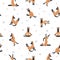Yoga dogs poses and exercises poster design. Belgian malinois seamless pattern