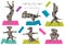 Yoga dogs poses and exercises poster design. Catahoula leopard dog  clipart