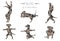 Yoga dogs poses and exercises poster design. Catahoula leopard dog  clipart