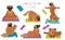 Yoga dogs poses and exercises poster design. Leonberger clipart