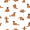 Yoga dogs poses and exercises poster design. Leonberger seamless pattern