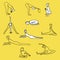 Yoga, doing yoga, yoga workouts, improving health through yoga, yoga, asanas, illustrations for the site, illustration for instagr