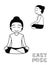 Yoga Easy Pose Cartoon Vector Illustration Monochrome