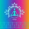 Yoga emblem bright rainbow background lotus