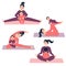 Yoga exercises with baby. Woman is stretching