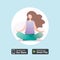 Yoga or fitness Mobile app, logo or icon,female in lotus position