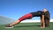 Yoga fitness woman reverse planking stretching body in upward plank pose