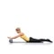 Yoga, foam roller and woman in core exercise, stretching or gym routine for body wellness, fitness or pilates training