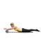 Yoga, foam roller and woman in core workout, stretching or gym routine for wellness, fitness or pilates training. Active