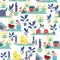 Yoga fruits in a seamless pattern design