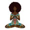 Yoga girl. African american woman doing yoga. Ornament Meditation pose. I