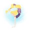 Yoga girl character standing in scorpion asana on blue background